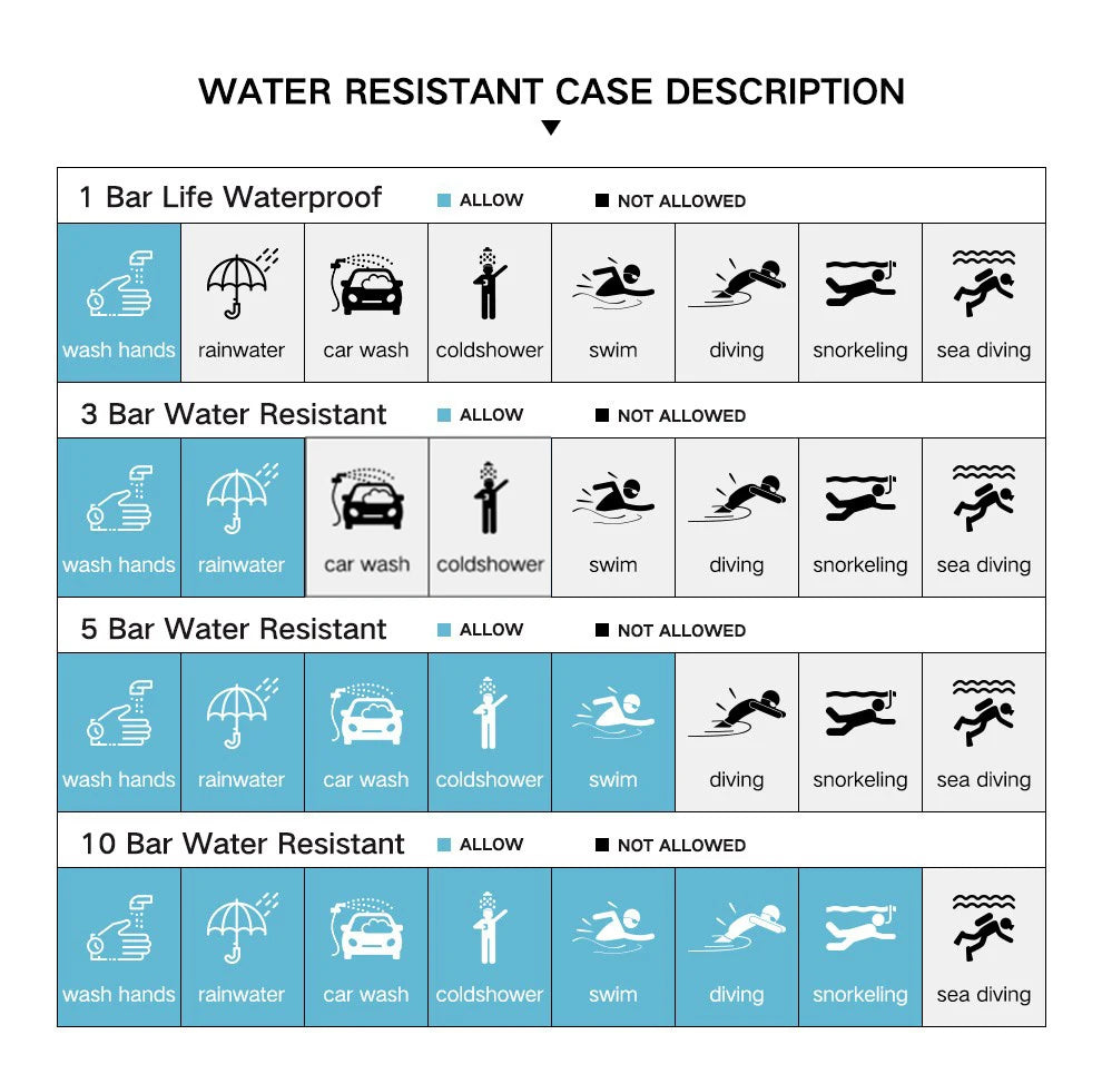 Waterproof Sport Watch with Genuine Leather Strap