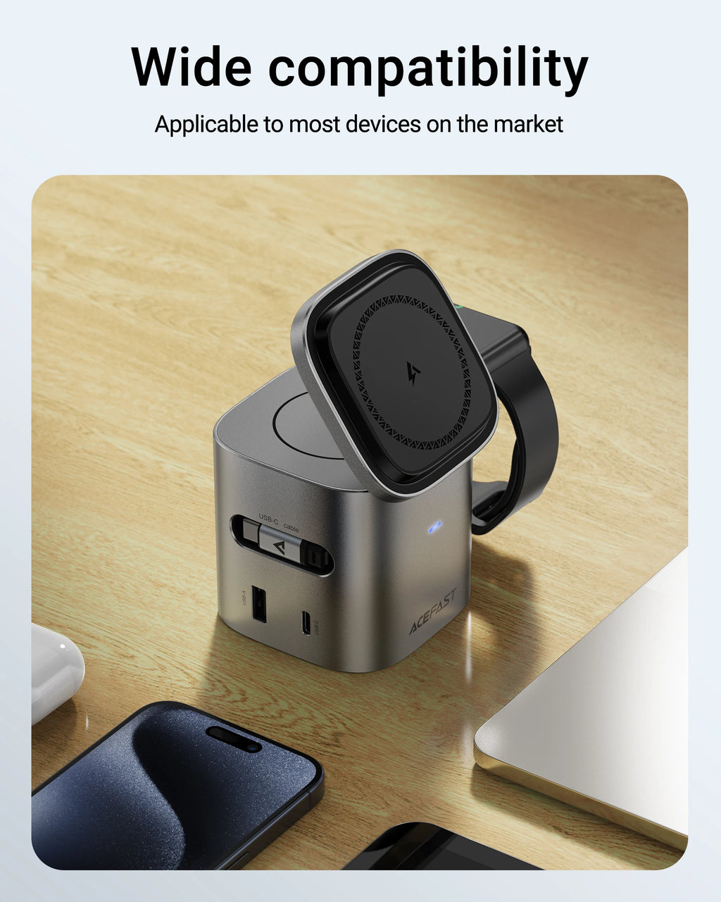 6-in-1 Desktop Power Hub: 15W Magnetic Wireless + PD65W Fast Charge