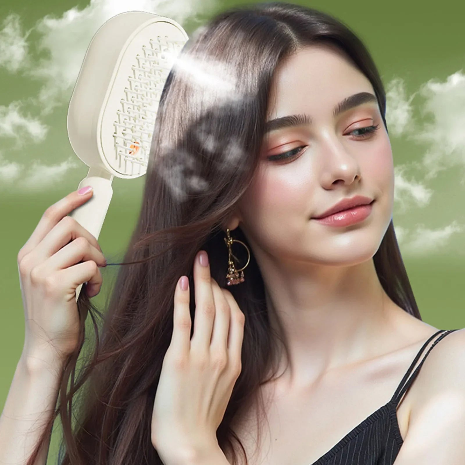 Electric Steam Hair Brush with Water Spray – USB-C Rechargeable Detangling & Anti-Frizz Brush