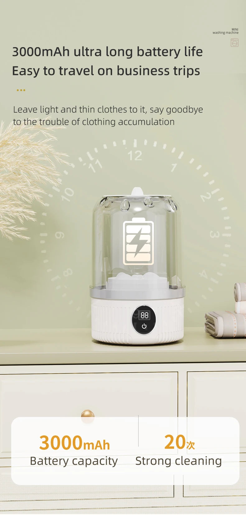 Miniature Wireless Washing Machine: Specialized Care for Underwear, Socks & Pet Wear