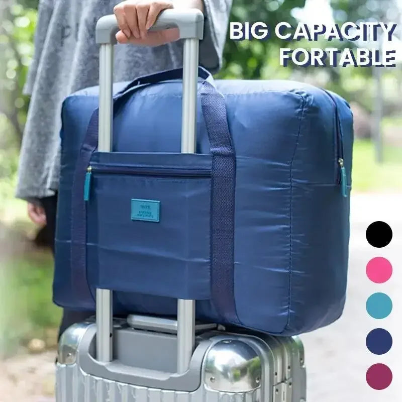 Foldable Carry-On: Water-Resistant Overnight Bag with Trolley Sleeve