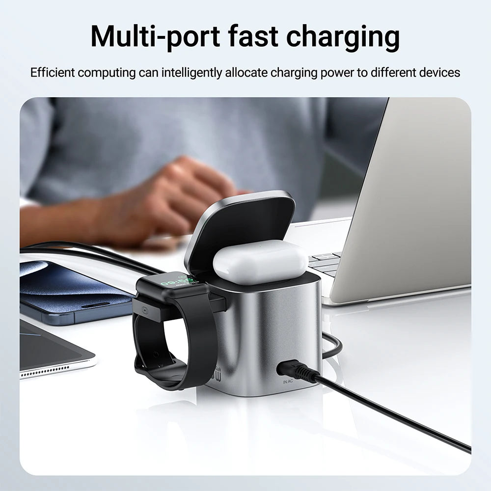6-in-1 Desktop Power Hub: 15W Magnetic Wireless + PD65W Fast Charge