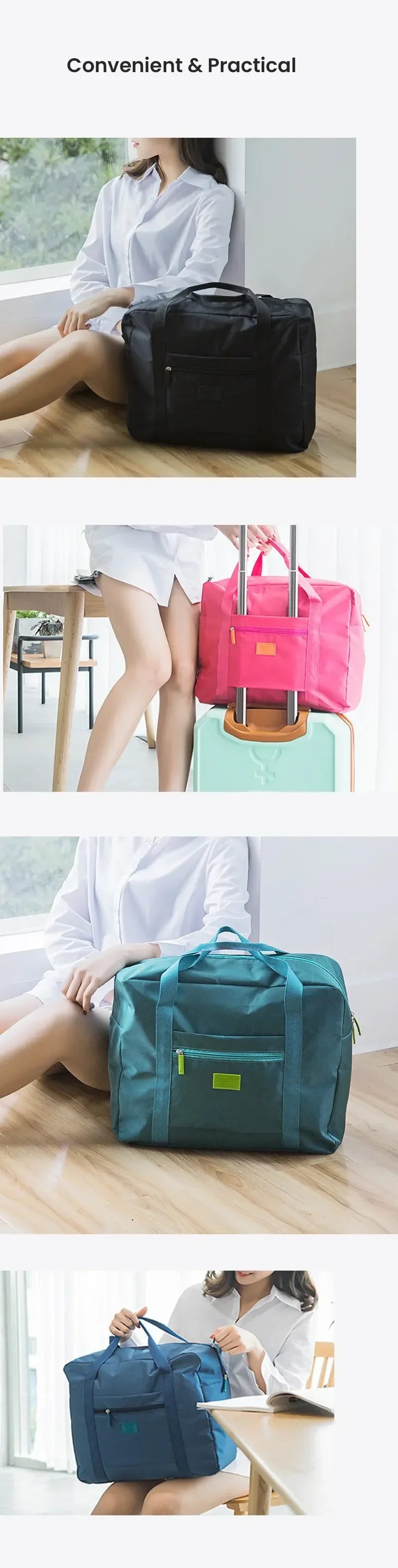 Foldable Carry-On: Water-Resistant Overnight Bag with Trolley Sleeve