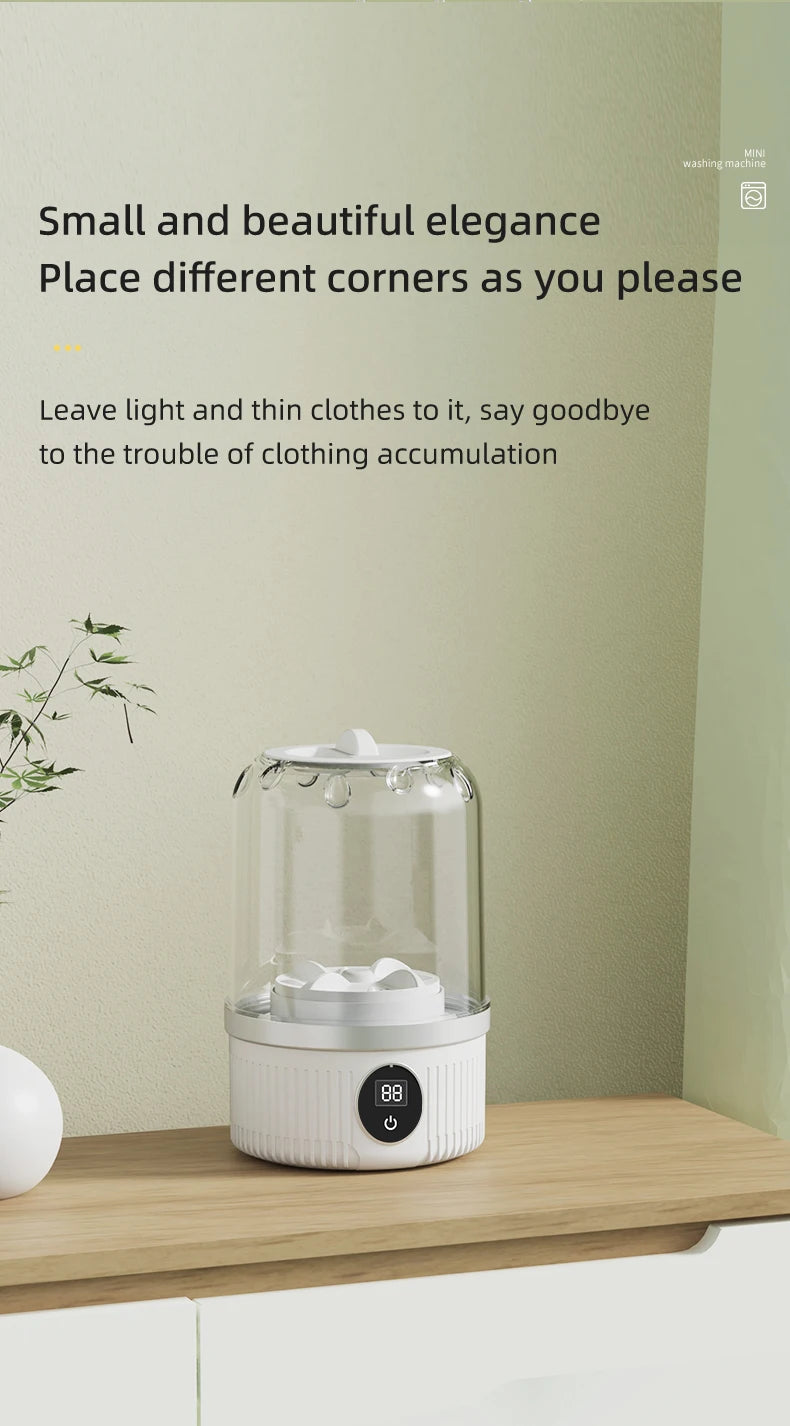 Miniature Wireless Washing Machine: Specialized Care for Underwear, Socks & Pet Wear