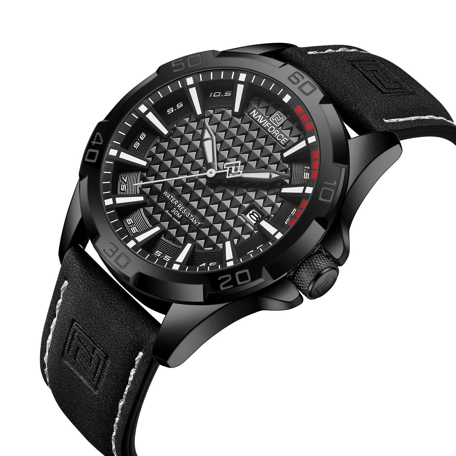 Waterproof Sport Watch with Genuine Leather Strap