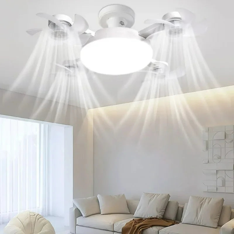 Drone-Design Silent Ceiling Fan Light | Dimmable 3-Color LED & E27 Base with Remote Control