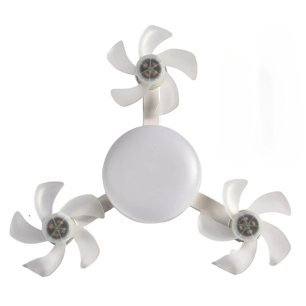 Drone-Design Silent Ceiling Fan Light | Dimmable 3-Color LED & E27 Base with Remote Control