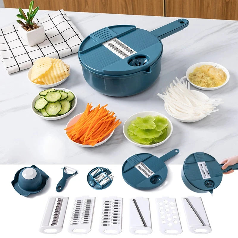 One minute Salad Slicer: 9-in-1 Multi-Functional Vegetable Cutter & Grater