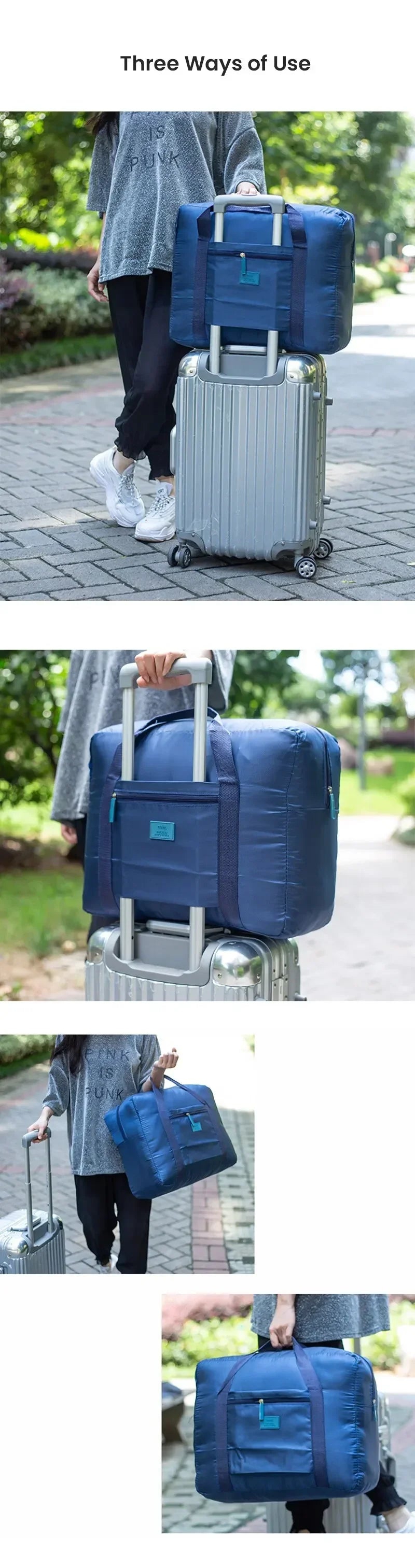 Foldable Carry-On: Water-Resistant Overnight Bag with Trolley Sleeve