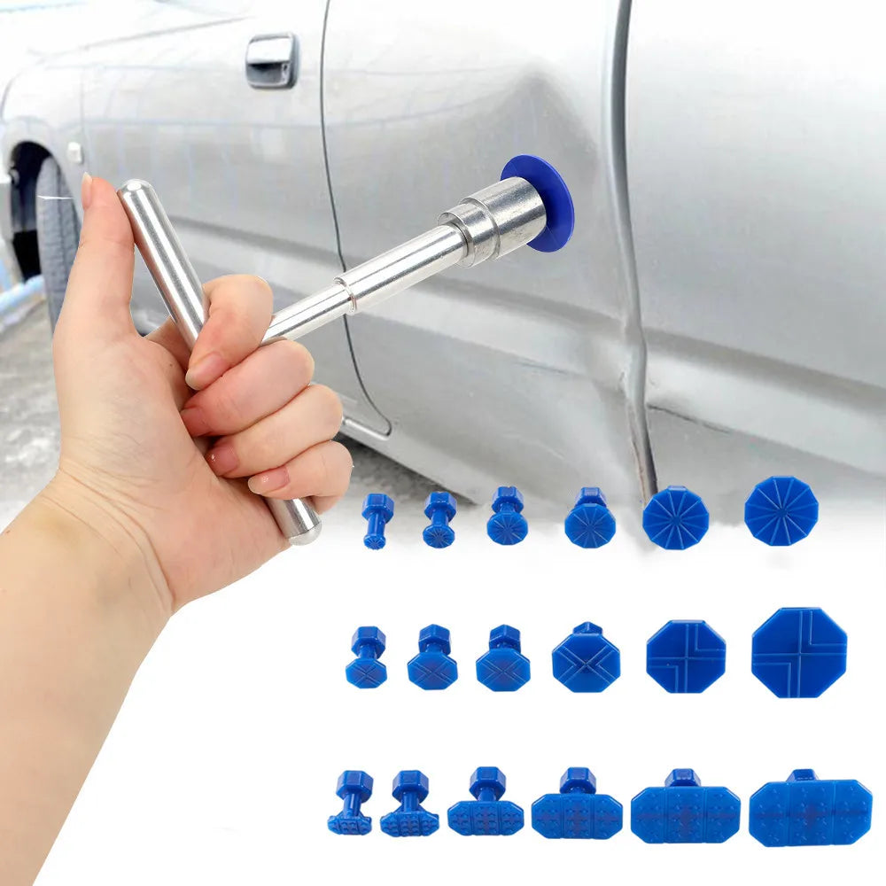 Paintless Car Dent Repair Kit – T-Handle Puller with 18 Professional Glue Tabs