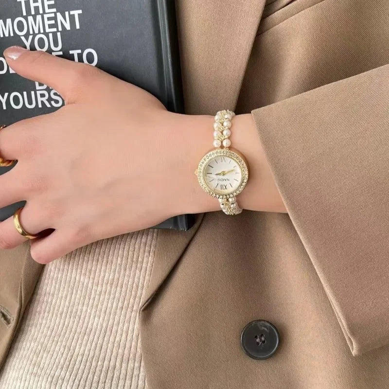 Pearl-Encrusted Luxury Women's Watch