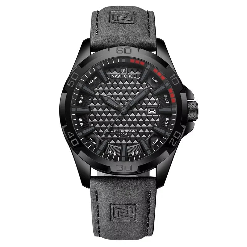 Waterproof Sport Watch with Genuine Leather Strap