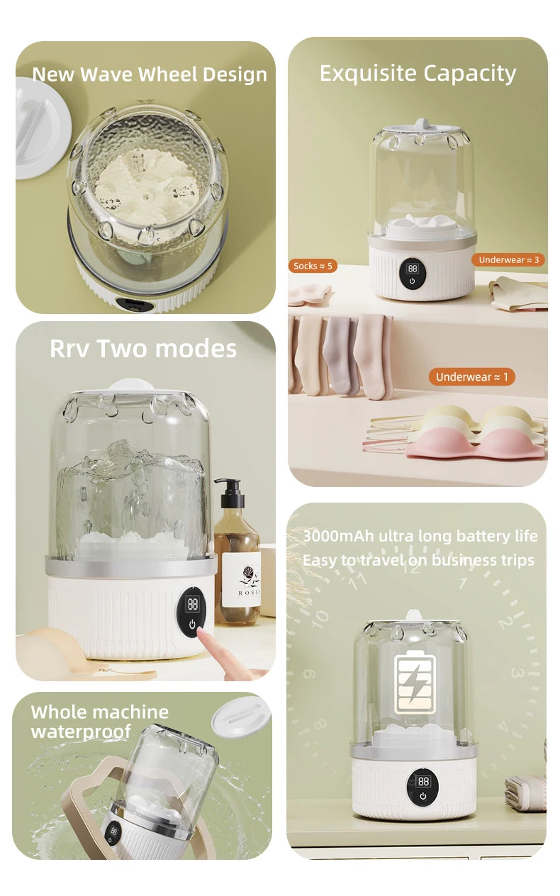 Miniature Wireless Washing Machine: Specialized Care for Underwear, Socks & Pet Wear