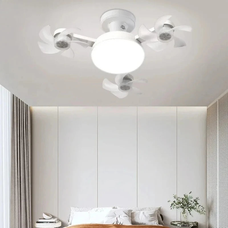 Drone-Design Silent Ceiling Fan Light | Dimmable 3-Color LED & E27 Base with Remote Control