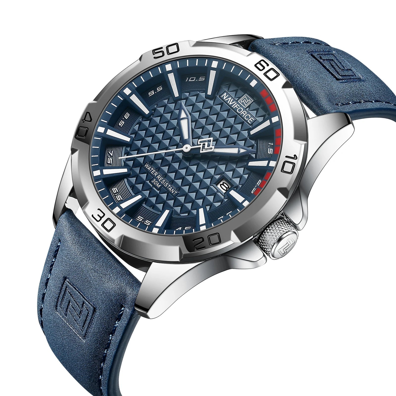 Waterproof Sport Watch with Genuine Leather Strap