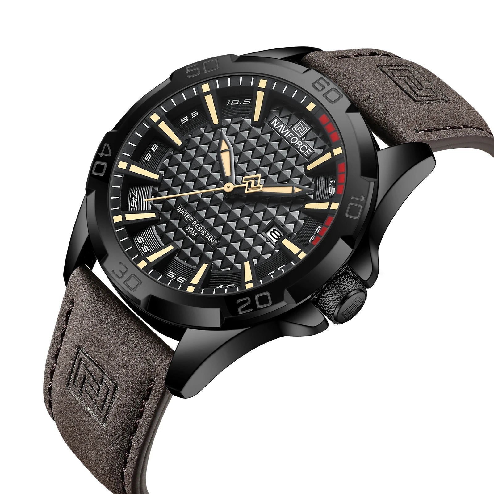 Waterproof Sport Watch with Genuine Leather Strap
