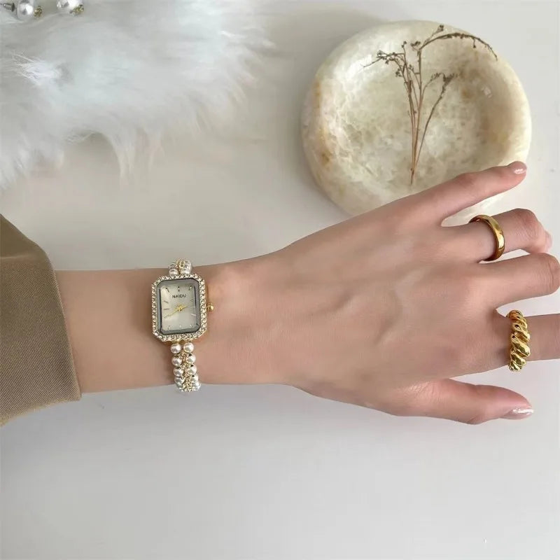 Pearl-Encrusted Luxury Women's Watch