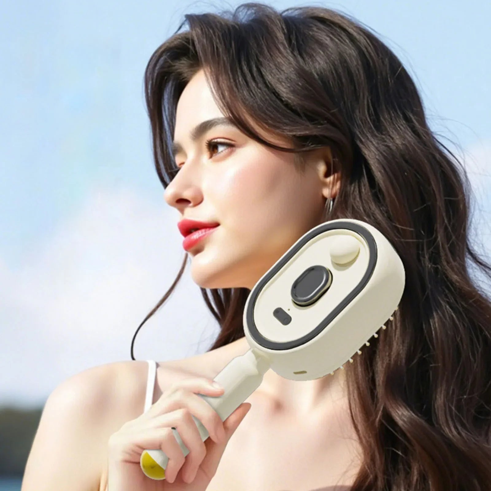 Electric Steam Hair Brush with Water Spray – USB-C Rechargeable Detangling & Anti-Frizz Brush