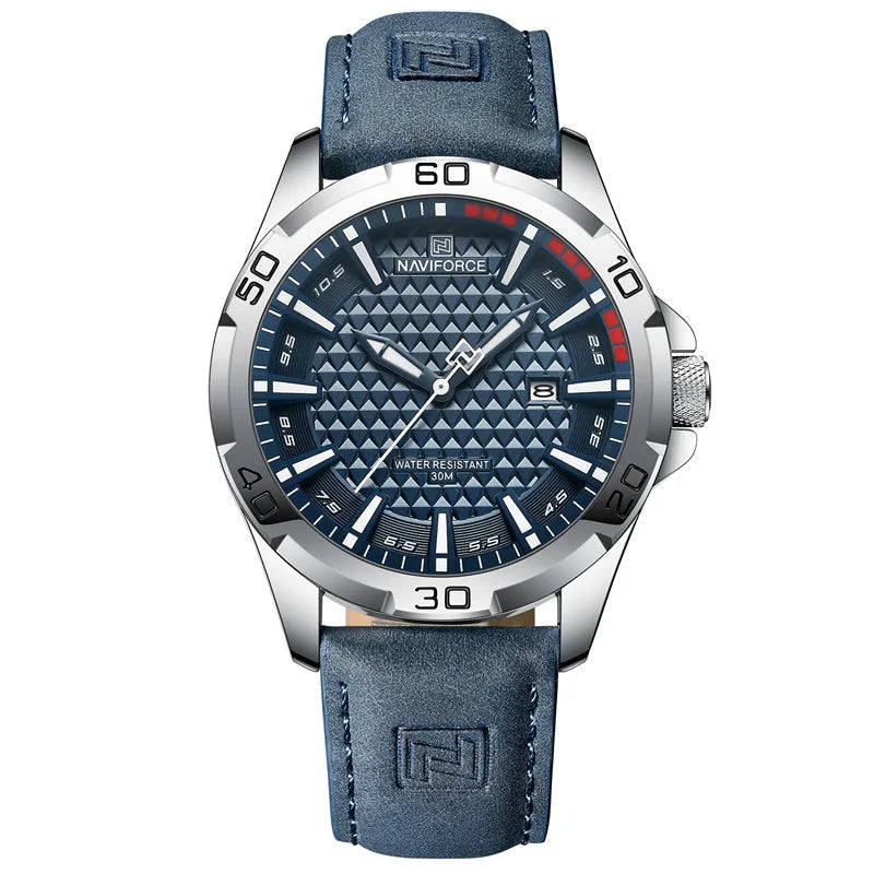 Waterproof Sport Watch with Genuine Leather Strap