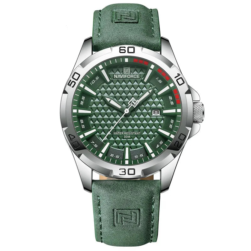 Waterproof Sport Watch with Genuine Leather Strap