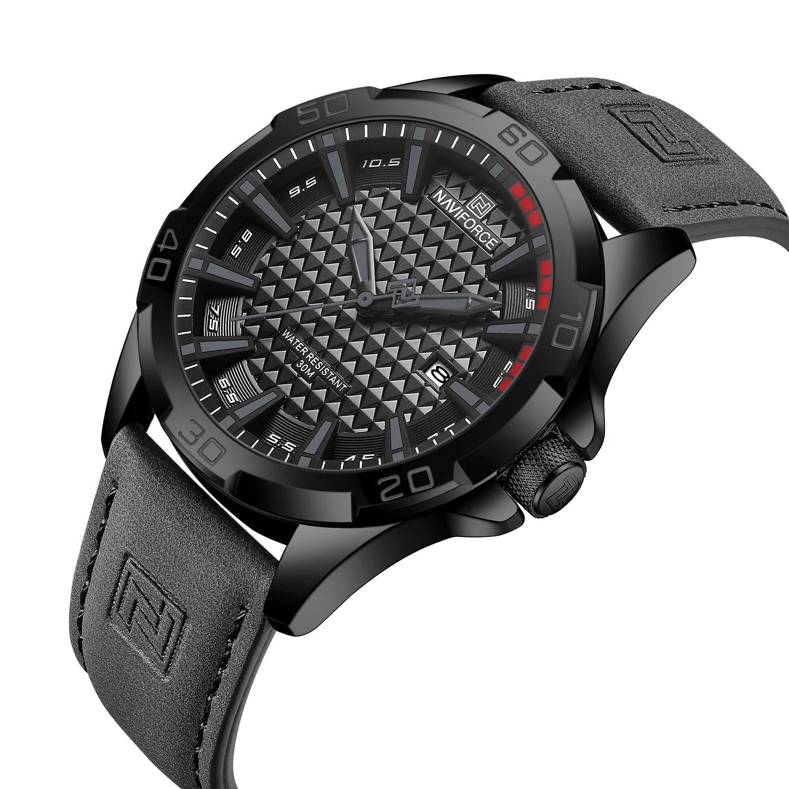 Waterproof Sport Watch with Genuine Leather Strap
