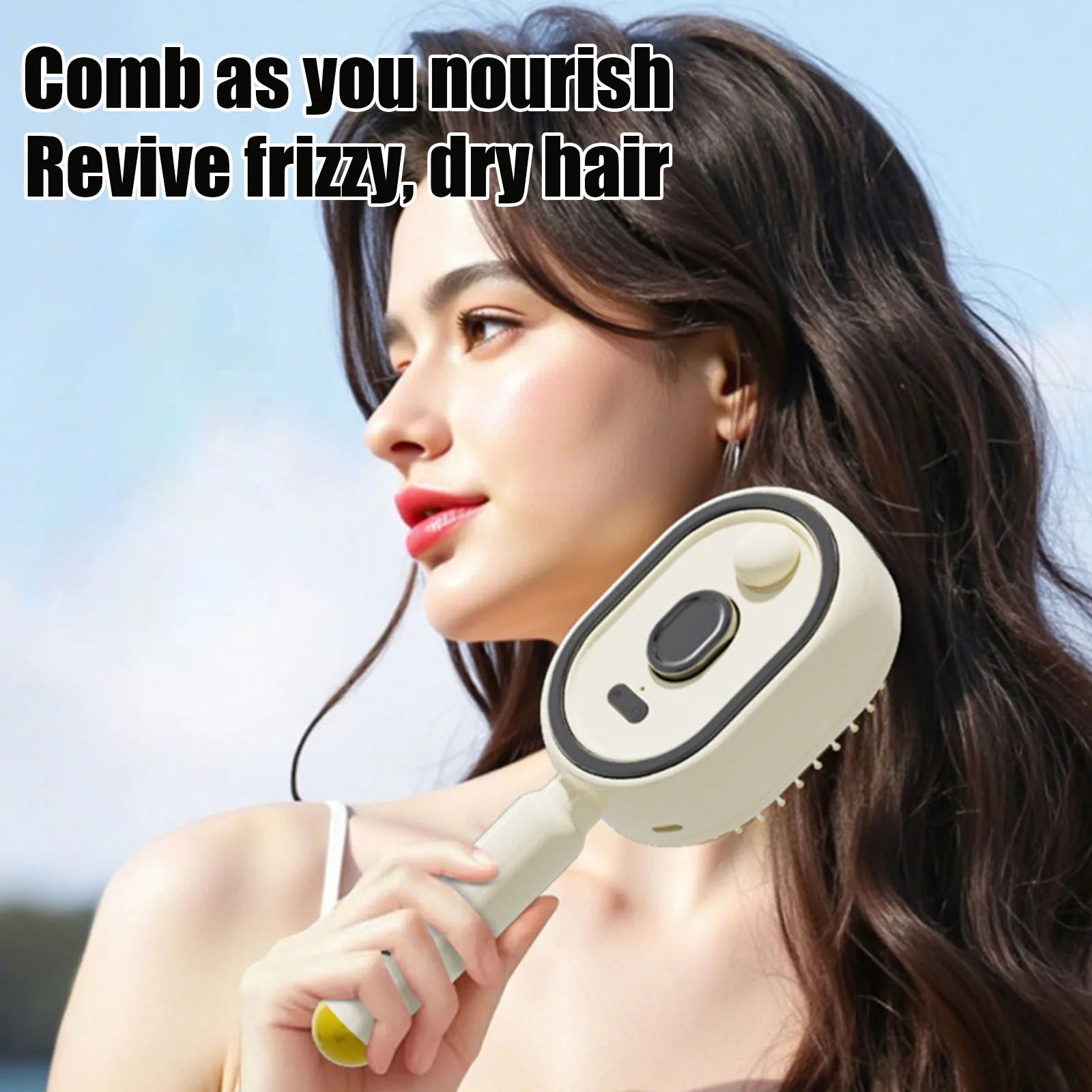 Electric Steam Hair Brush with Water Spray – USB-C Rechargeable Detangling & Anti-Frizz Brush