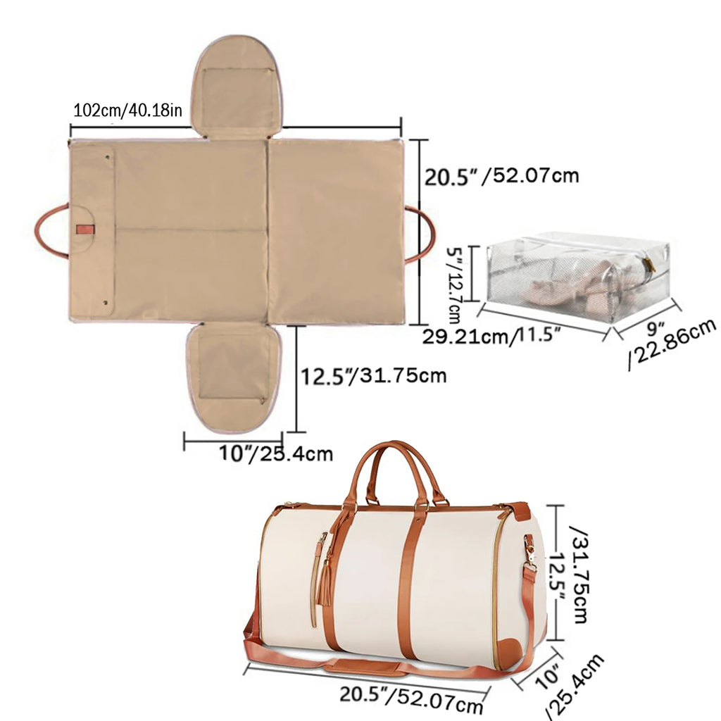 The 2-in-1 Carry-On Suit Bag: Foldable Vegan Leather Weekender for Women
