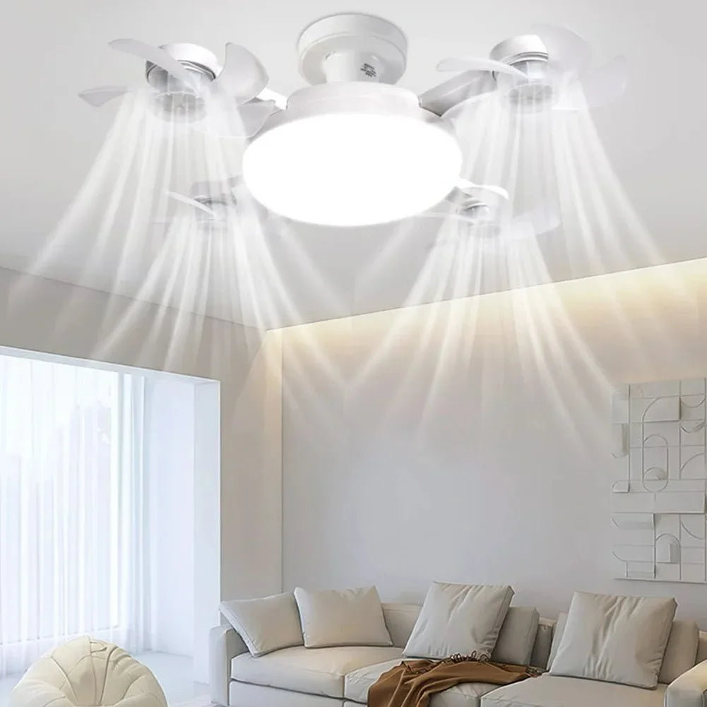 Drone-Design Silent Ceiling Fan Light | Dimmable 3-Color LED & E27 Base with Remote Control