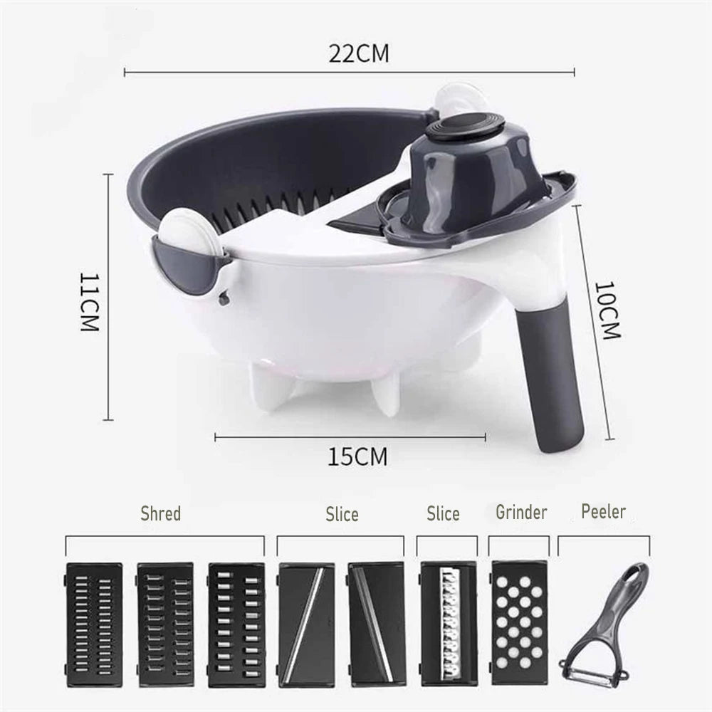 One minute Salad Slicer: 9-in-1 Multi-Functional Vegetable Cutter & Grater
