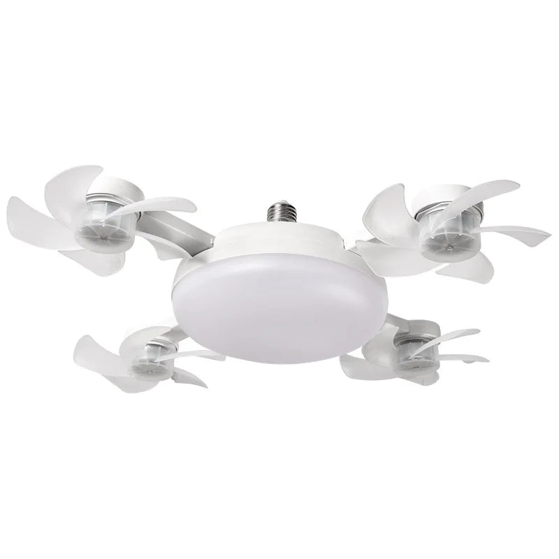 Drone-Design Silent Ceiling Fan Light | Dimmable 3-Color LED & E27 Base with Remote Control