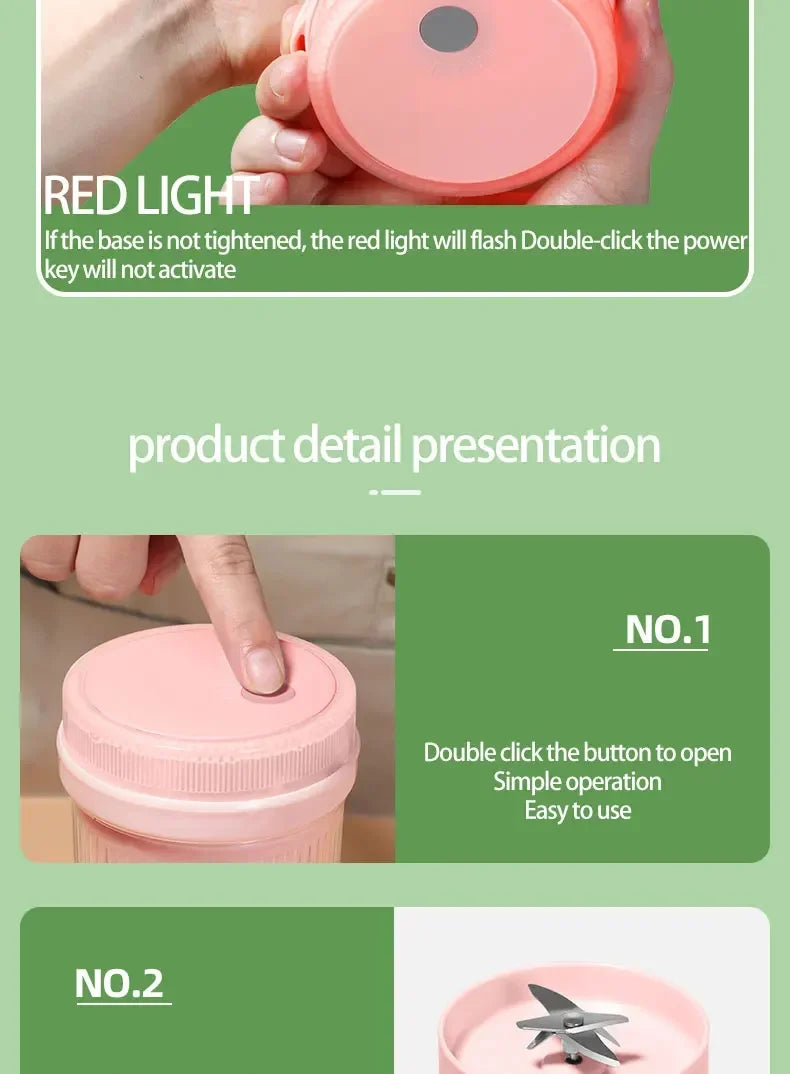 Portable Blender: USB-C Rechargeable Personal Juicer