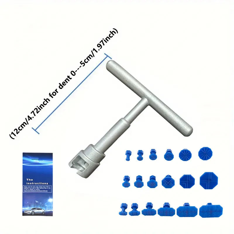 Paintless Car Dent Repair Kit – T-Handle Puller with 18 Professional Glue Tabs