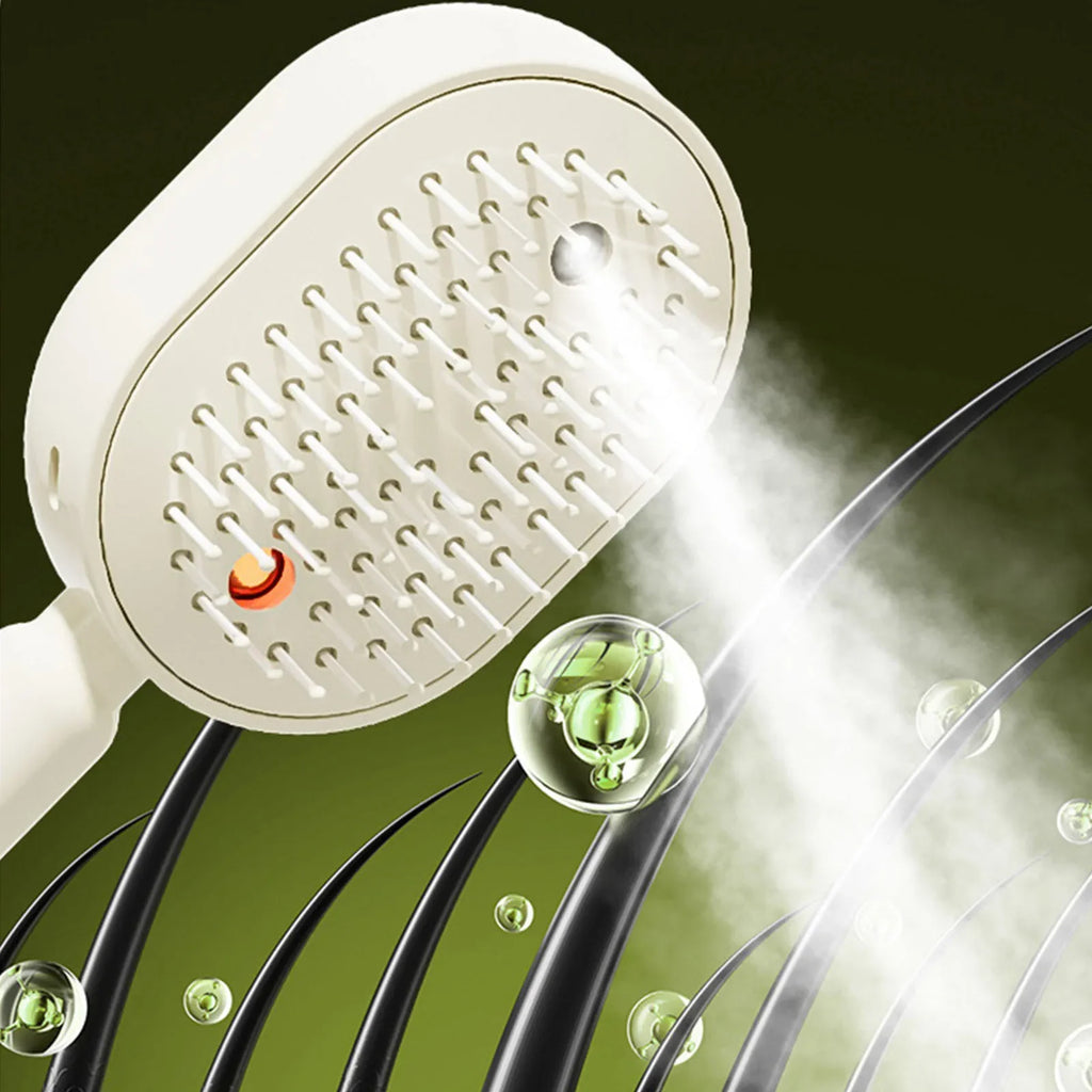 Electric Steam Hair Brush with Water Spray – USB-C Rechargeable Detangling & Anti-Frizz Brush