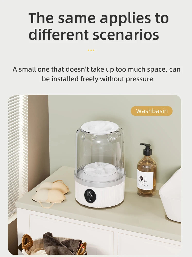 Miniature Wireless Washing Machine: Specialized Care for Underwear, Socks & Pet Wear