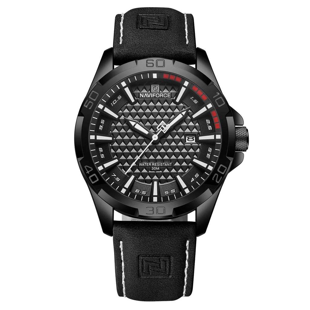 Waterproof Sport Watch with Genuine Leather Strap