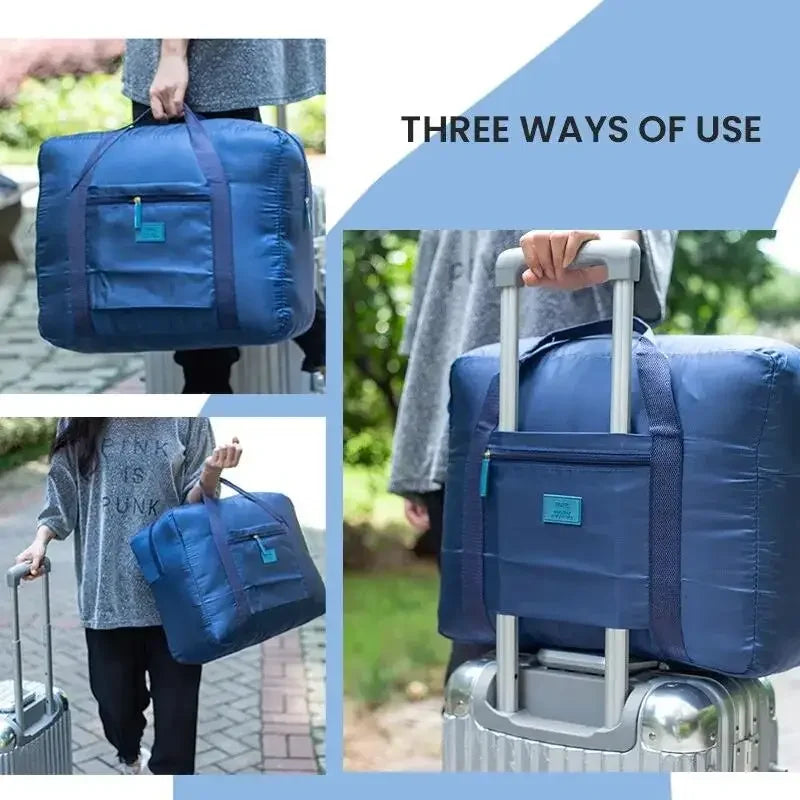 Foldable Carry-On: Water-Resistant Overnight Bag with Trolley Sleeve