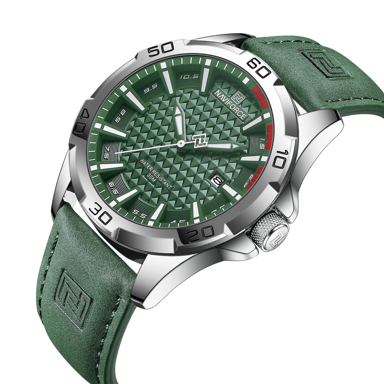 Waterproof Sport Watch with Genuine Leather Strap