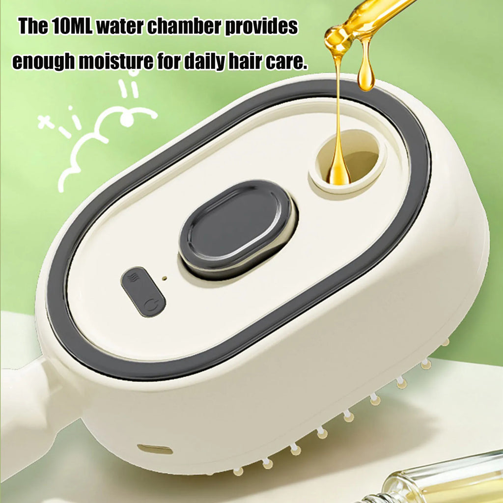 Electric Steam Hair Brush with Water Spray – USB-C Rechargeable Detangling & Anti-Frizz Brush