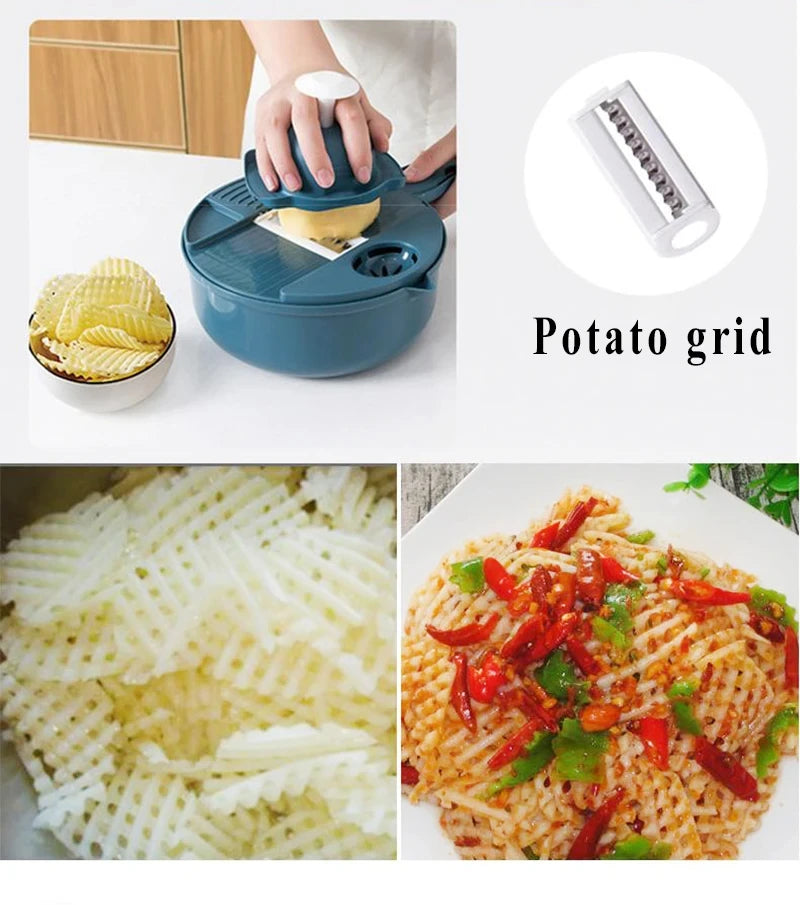 One minute Salad Slicer: 9-in-1 Multi-Functional Vegetable Cutter & Grater
