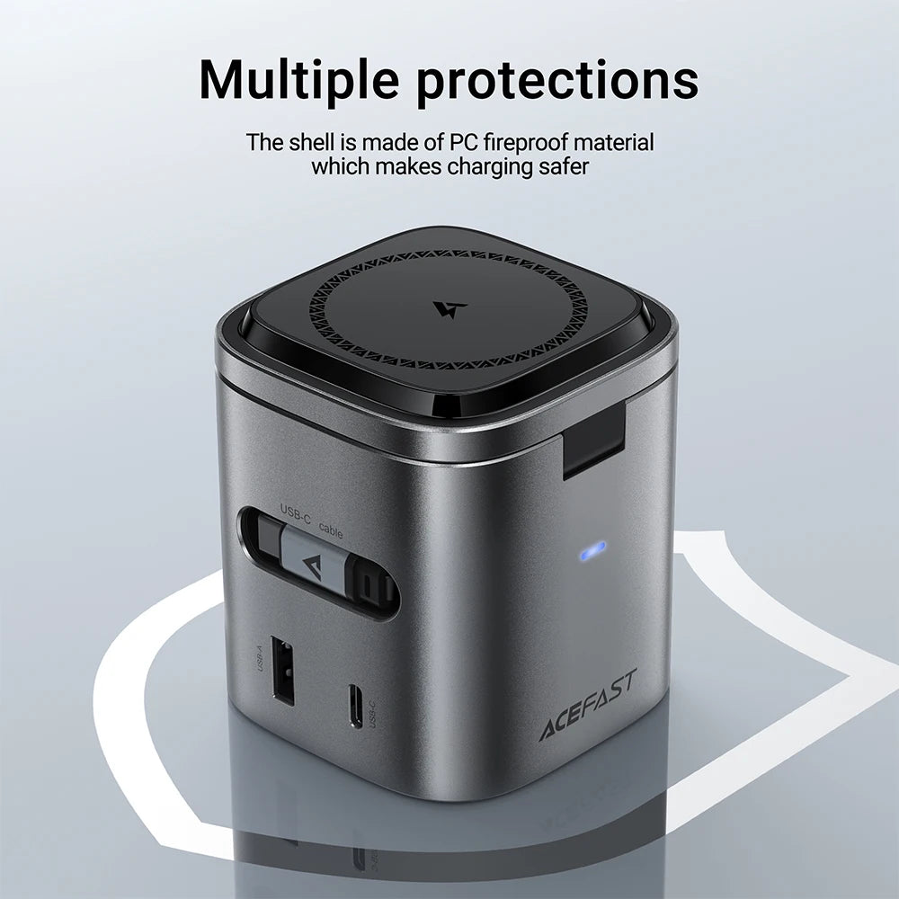 6-in-1 Desktop Power Hub: 15W Magnetic Wireless + PD65W Fast Charge