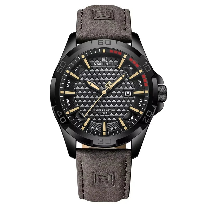 Waterproof Sport Watch with Genuine Leather Strap