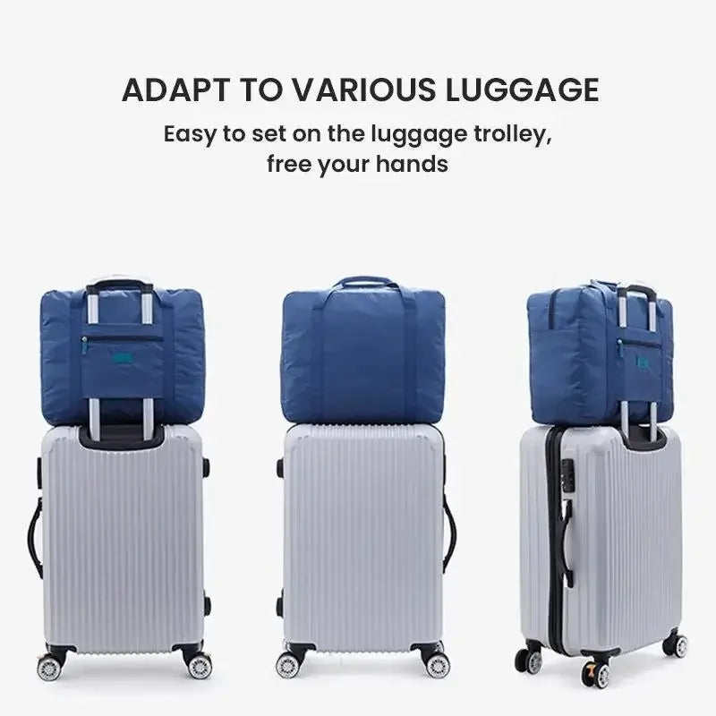 Foldable Carry-On: Water-Resistant Overnight Bag with Trolley Sleeve