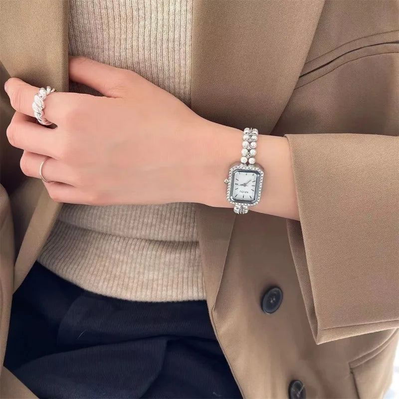Pearl-Encrusted Luxury Women's Watch