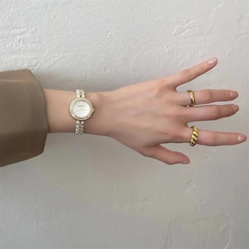 Pearl-Encrusted Luxury Women's Watch