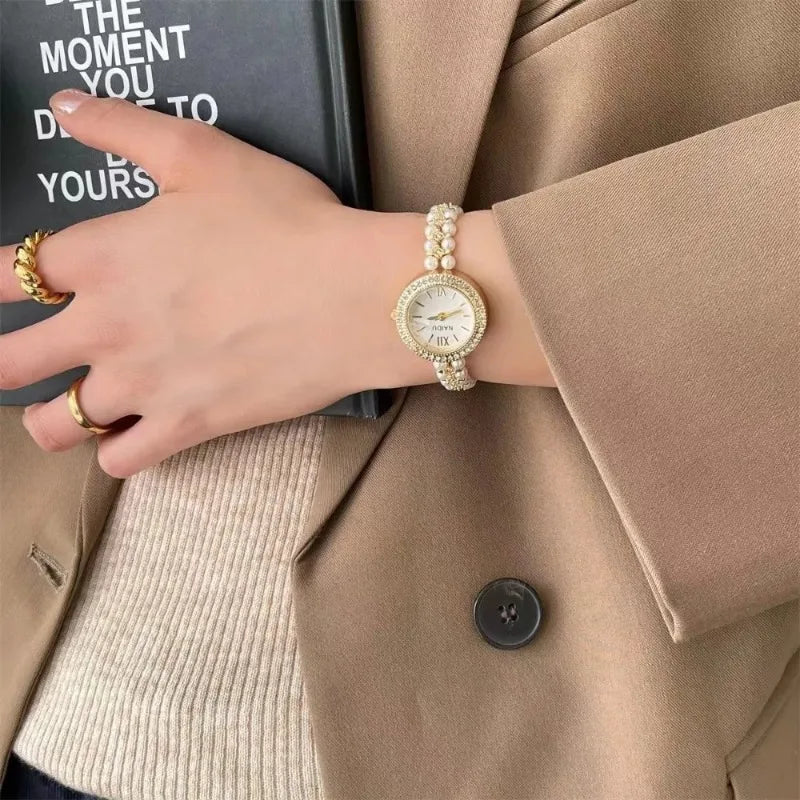 Pearl-Encrusted Luxury Women's Watch