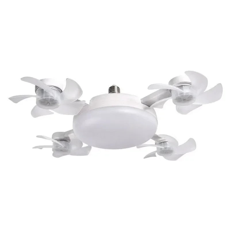 Drone-Design Silent Ceiling Fan Light | Dimmable 3-Color LED & E27 Base with Remote Control