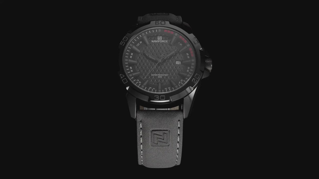 Waterproof Sport Watch with Genuine Leather Strap