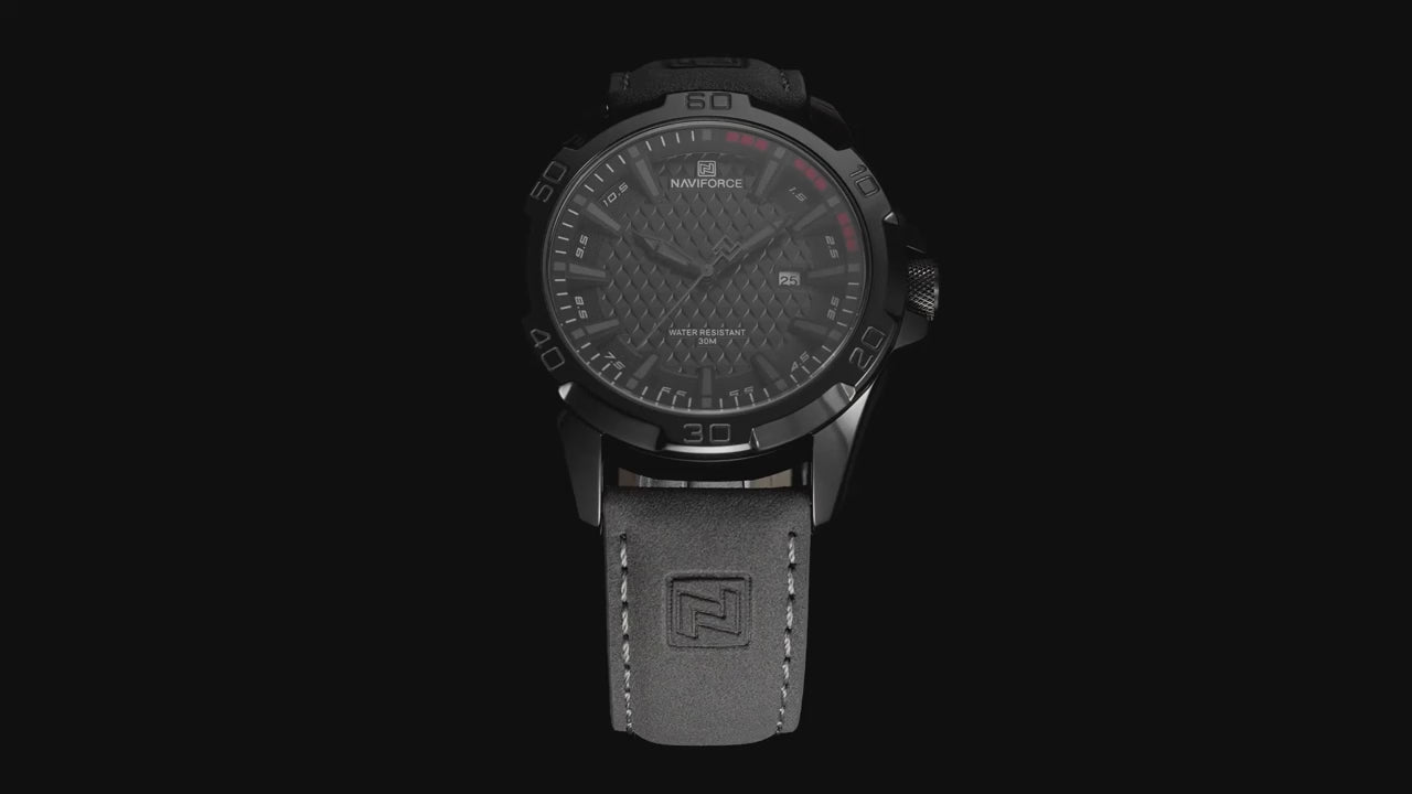 Waterproof Sport Watch with Genuine Leather Strap